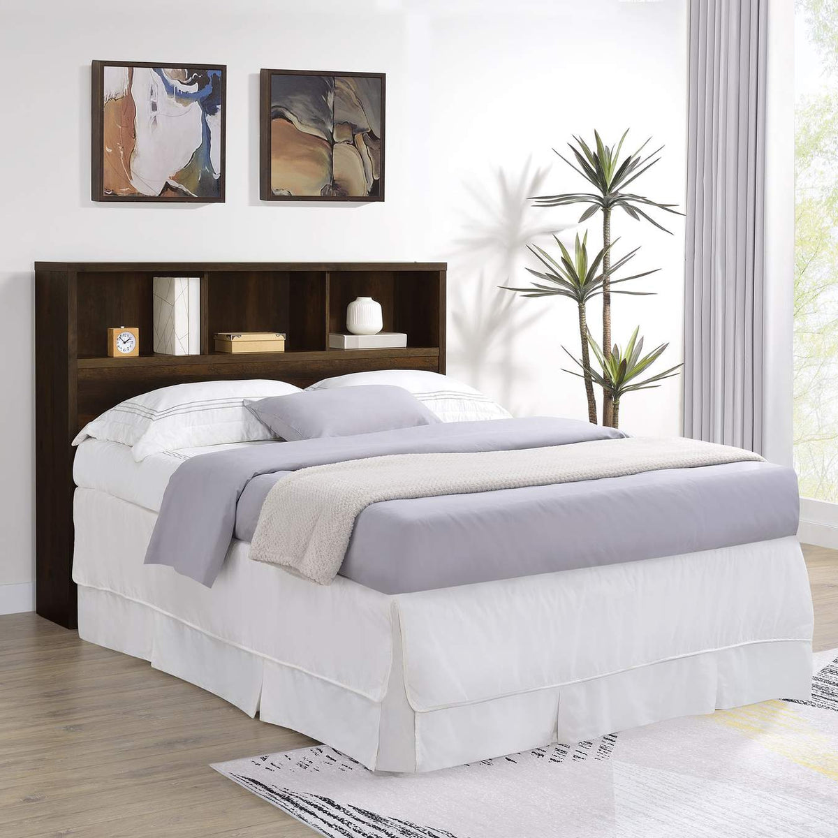 315881Q Westpark 49-inch Queen Bookcase Headboard Dark Pine