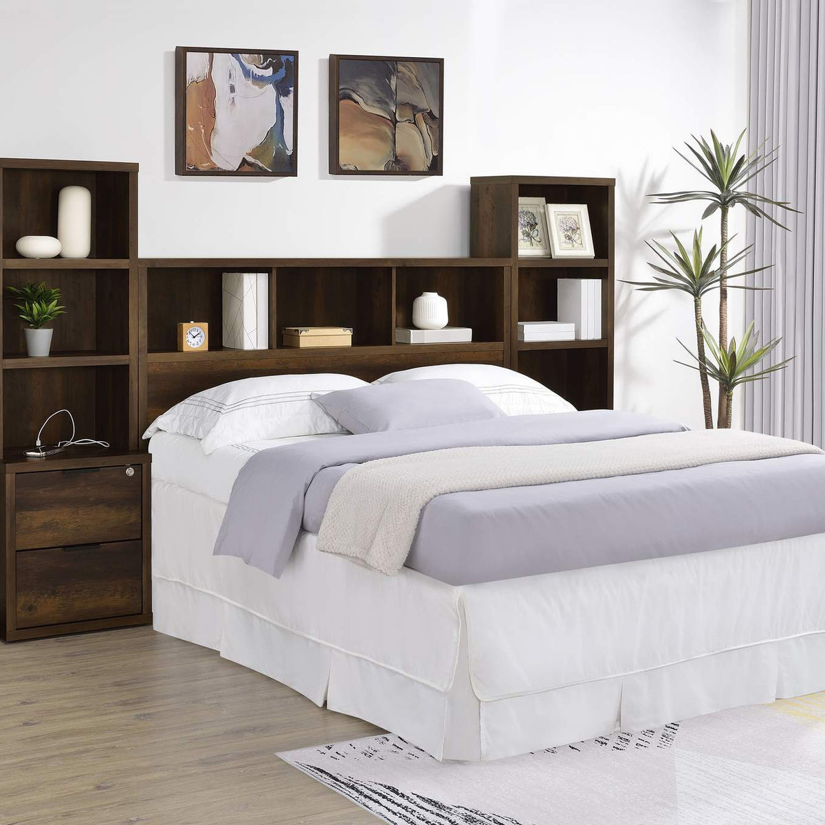 315881Q Westpark 49-inch Queen Bookcase Headboard Dark Pine