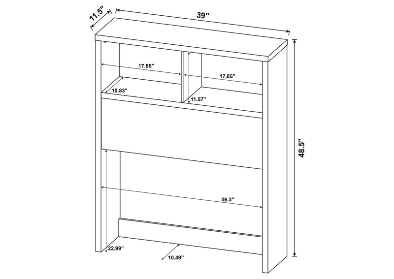 315881T-SET Westpark 3-piece Twin Bedroom Set Bookcase Headboard Pine