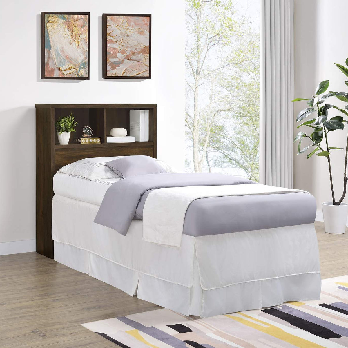 315881T Westpark 49-inch Twin Bookcase Headboard Dark Pine