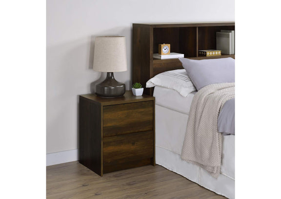 315882 Westpark 2-drawer Nightstand LED Lights and USB Dark Pine