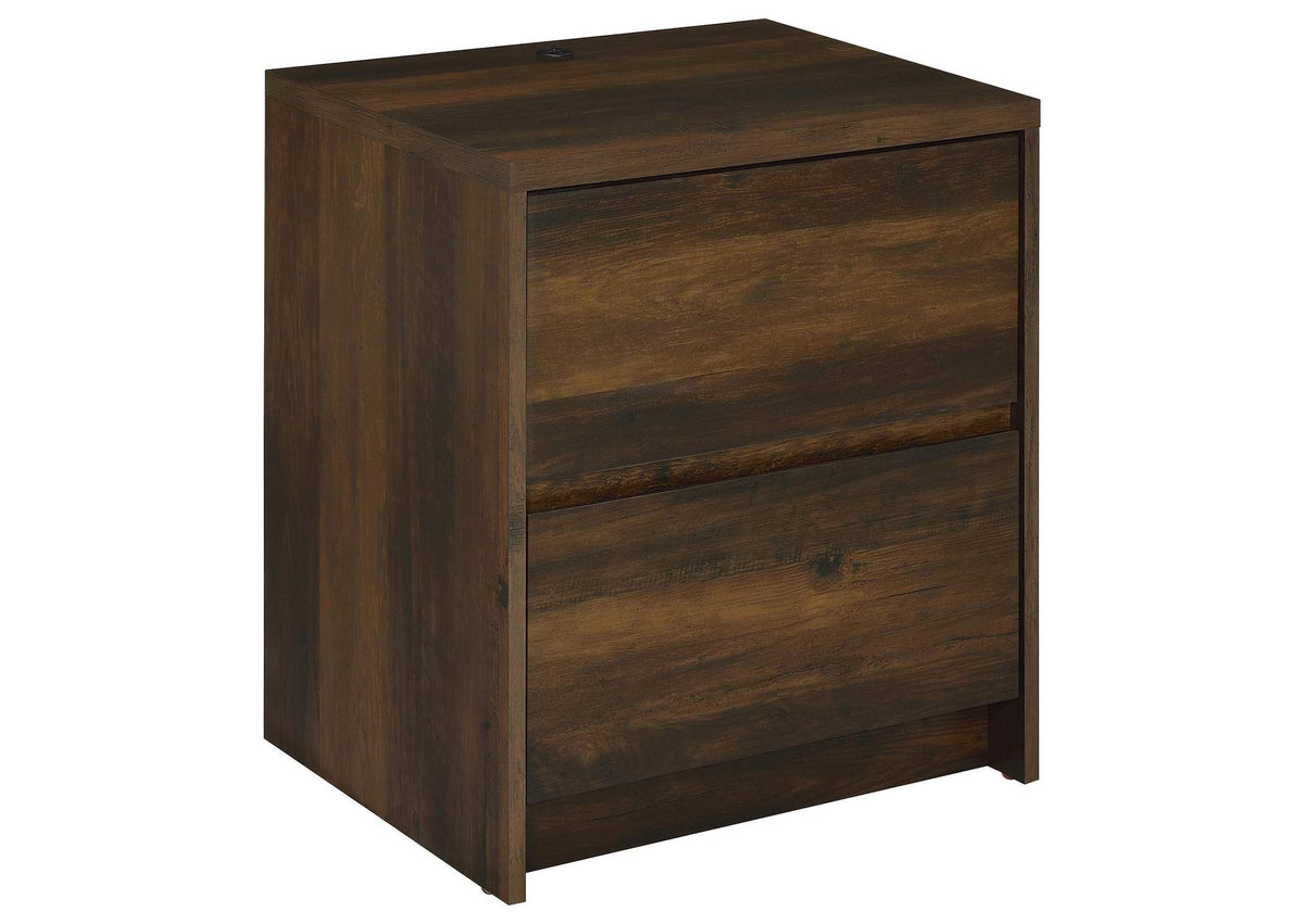315882 Westpark 2-drawer Nightstand LED Lights and USB Dark Pine