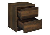 315882 Westpark 2-drawer Nightstand LED Lights and USB Dark Pine
