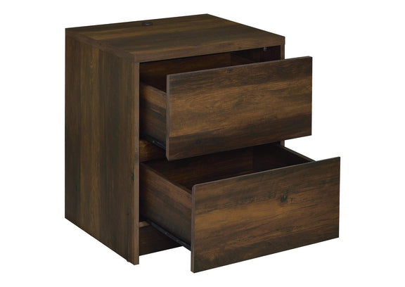 315882 Westpark 2-drawer Nightstand LED Lights and USB Dark Pine