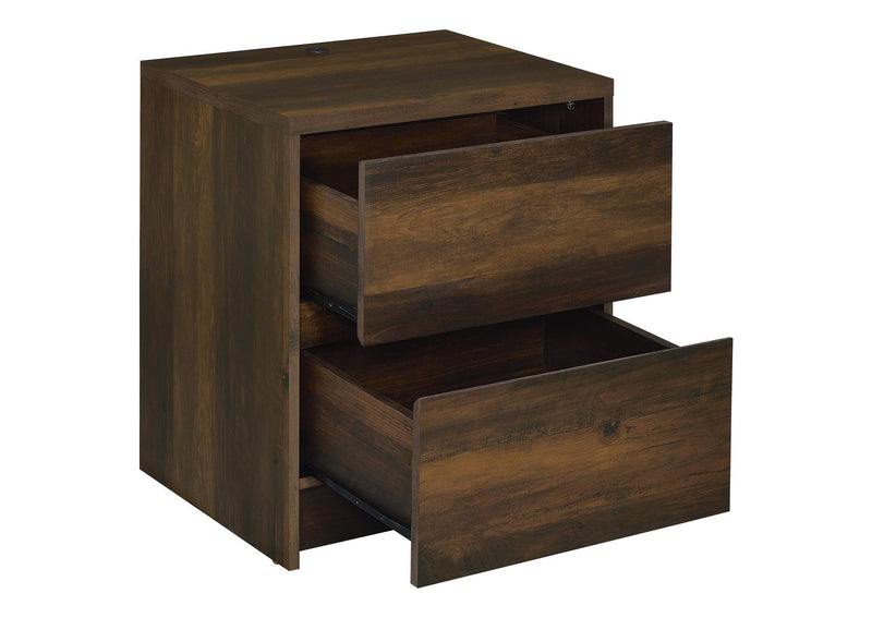 315882 Westpark 2-drawer Nightstand LED Lights and USB Dark Pine