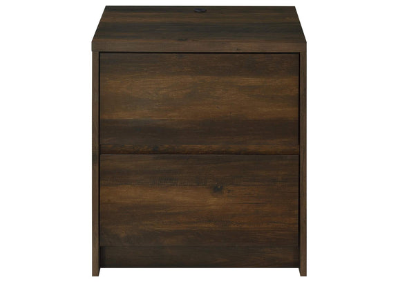 315882 Westpark 2-drawer Nightstand LED Lights and USB Dark Pine