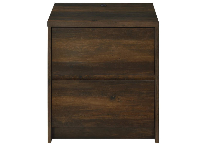 315882 Westpark 2-drawer Nightstand LED Lights and USB Dark Pine