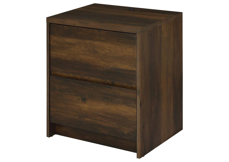 315882 Westpark 2-drawer Nightstand LED Lights and USB Dark Pine