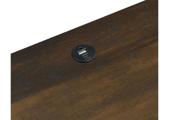 315882 Westpark 2-drawer Nightstand LED Lights and USB Dark Pine