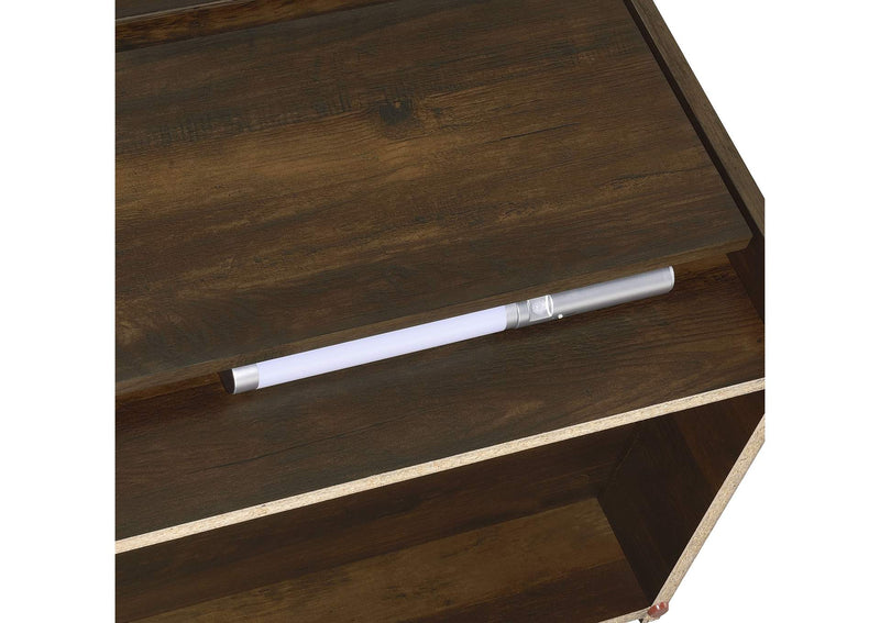 315882 Westpark 2-drawer Nightstand LED Lights and USB Dark Pine
