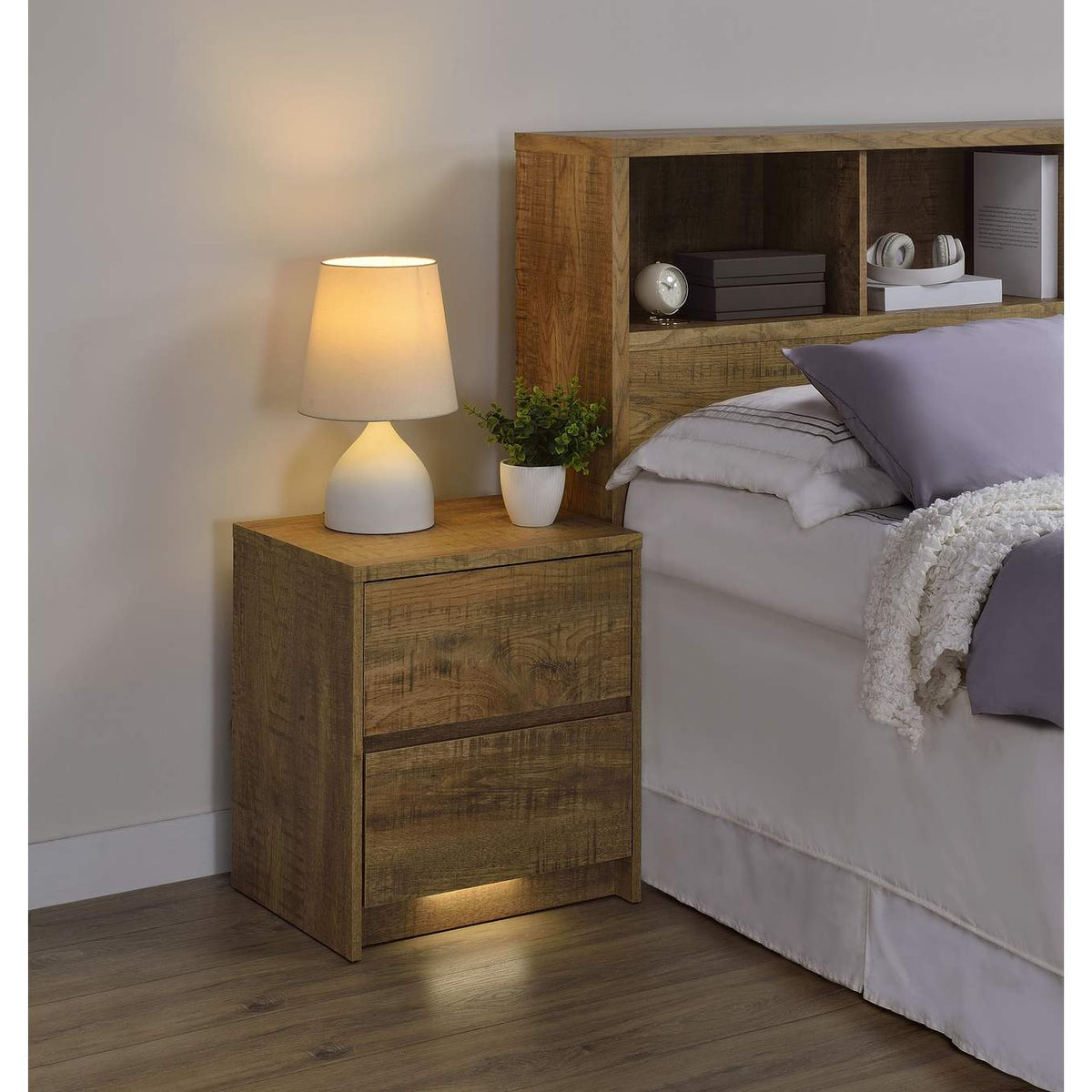 315902 Westpark 2-drawer Nightstand LED Lights and USB Mango