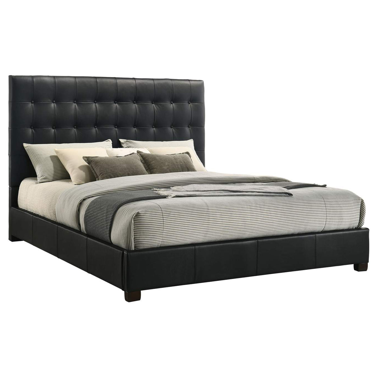315911BLKKE Medley Genuine Leather Eastern King Platform Bed Black