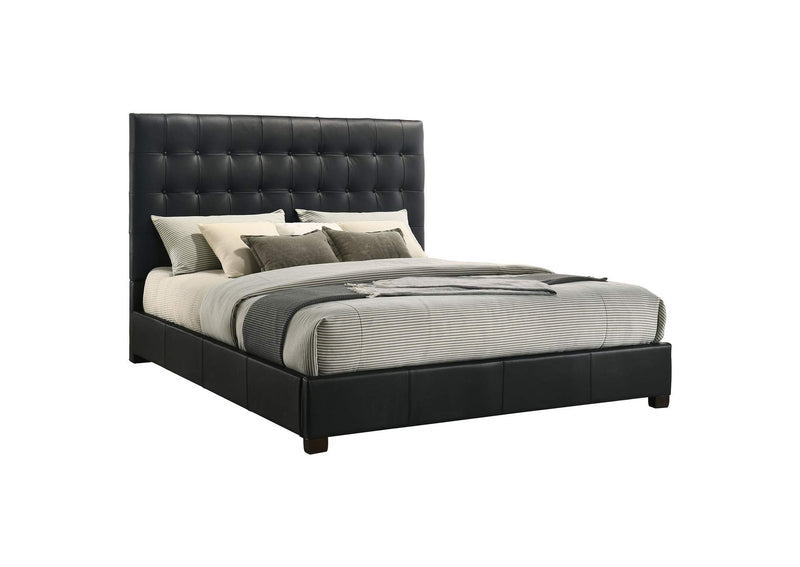 315911BLKKE Medley Genuine Leather Eastern King Platform Bed Black