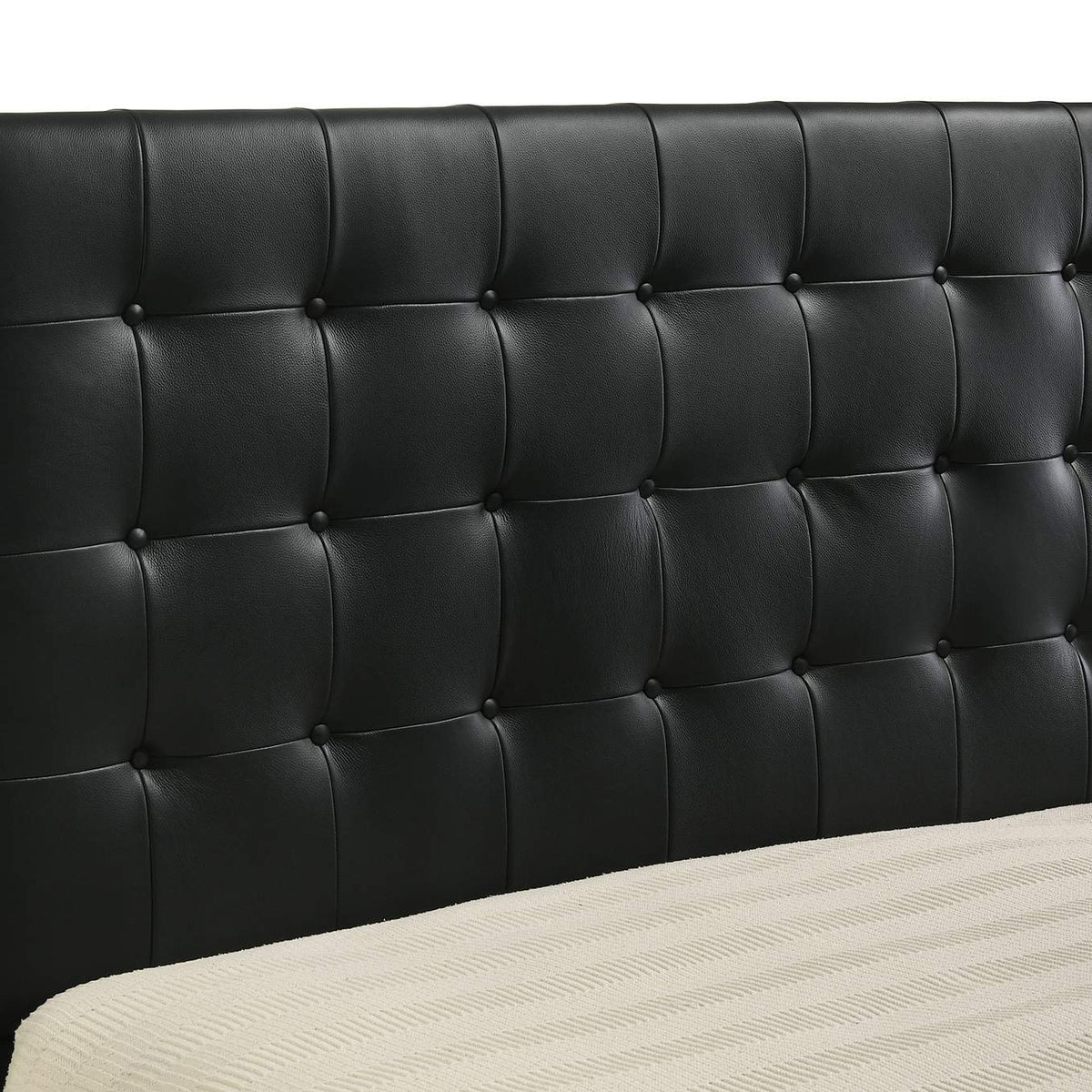 315911BLKKE Medley Genuine Leather Eastern King Platform Bed Black