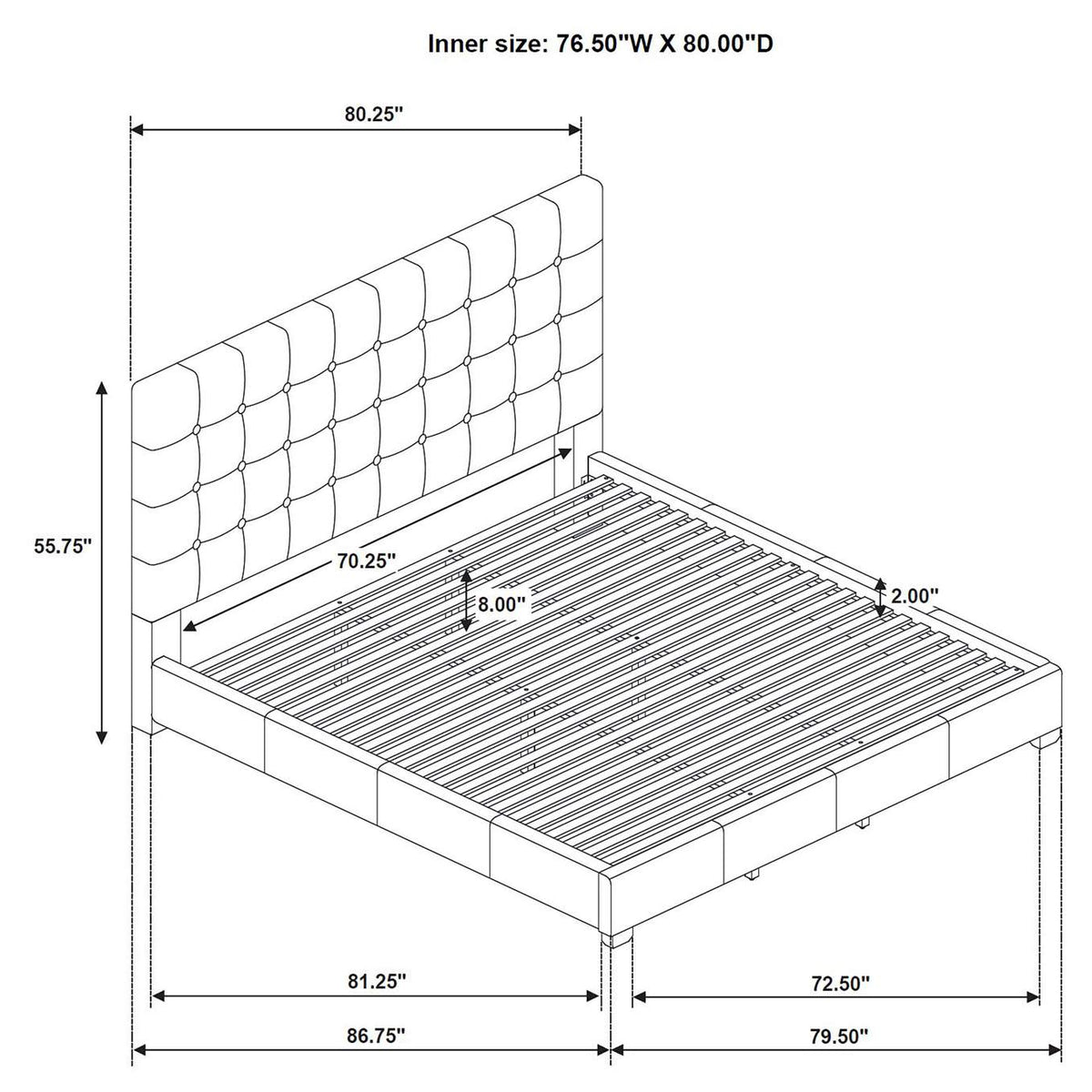 315911BLKKE Medley Genuine Leather Eastern King Platform Bed Black
