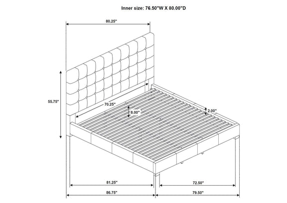 315911BLKKE Medley Genuine Leather Eastern King Platform Bed Black