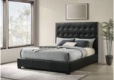 315911BLKQ Medley Genuine Leather Queen Panel Platform Bed Black