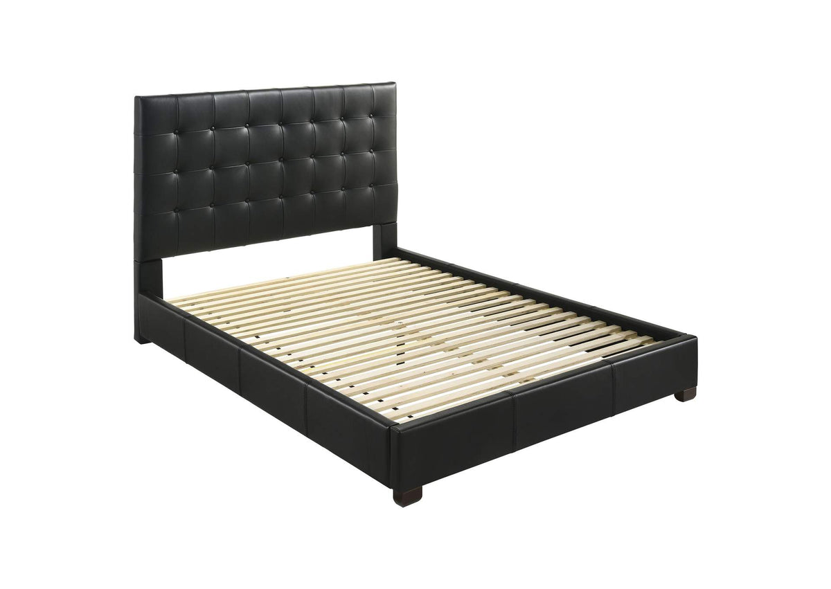 315911BLKQ Medley Genuine Leather Queen Panel Platform Bed Black