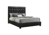315911BLKQ Medley Genuine Leather Queen Panel Platform Bed Black