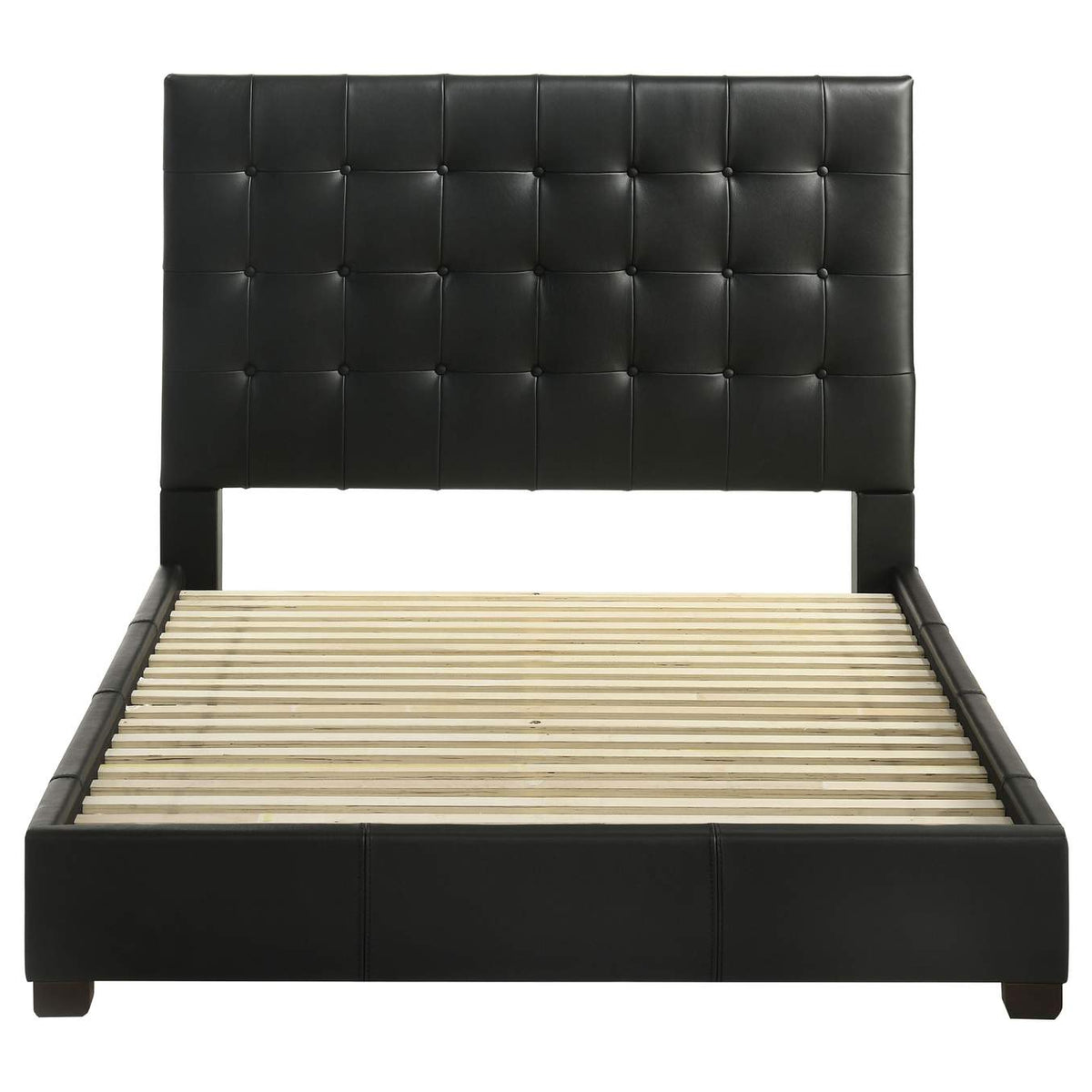 315911BLKQ Medley Genuine Leather Queen Panel Platform Bed Black