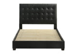 315911BLKQ Medley Genuine Leather Queen Panel Platform Bed Black