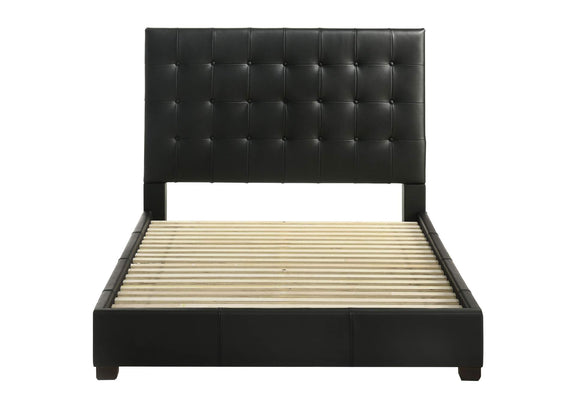 315911BLKQ Medley Genuine Leather Queen Panel Platform Bed Black