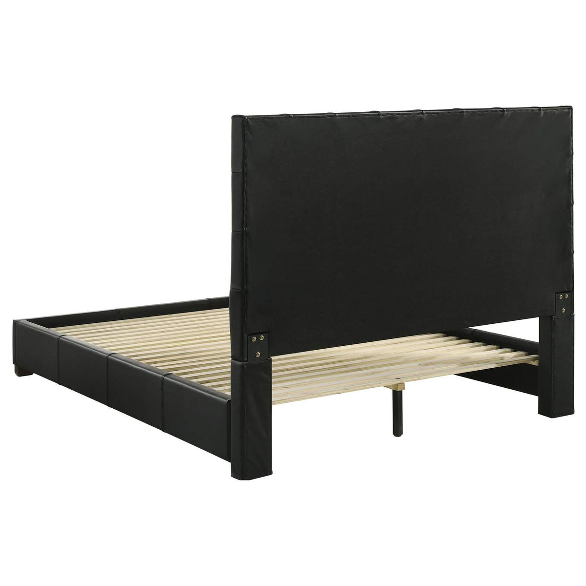 315911BLKQ Medley Genuine Leather Queen Panel Platform Bed Black