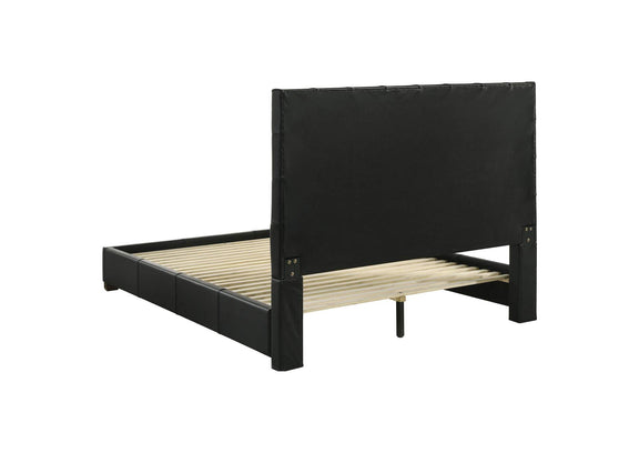 315911BLKQ Medley Genuine Leather Queen Panel Platform Bed Black