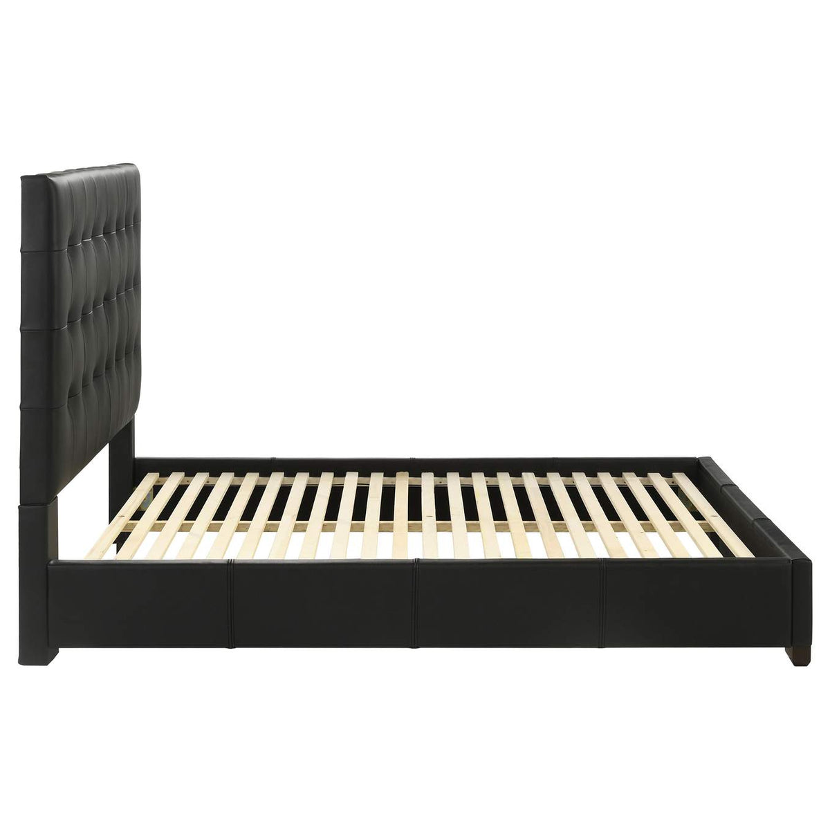 315911BLKQ Medley Genuine Leather Queen Panel Platform Bed Black