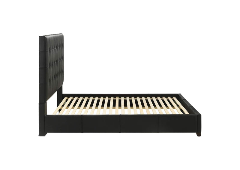 315911BLKQ Medley Genuine Leather Queen Panel Platform Bed Black