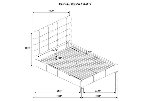 315911BLKQ Medley Genuine Leather Queen Panel Platform Bed Black