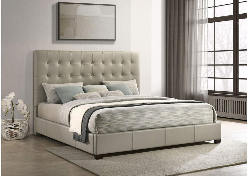 315911TANKE Medley Genuine Leather Eastern King Platform Bed Tan
