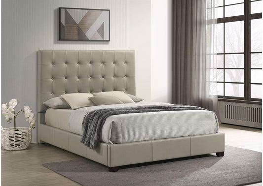 315911TANQ Medley Genuine Leather Queen Panel Platform Bed Tan