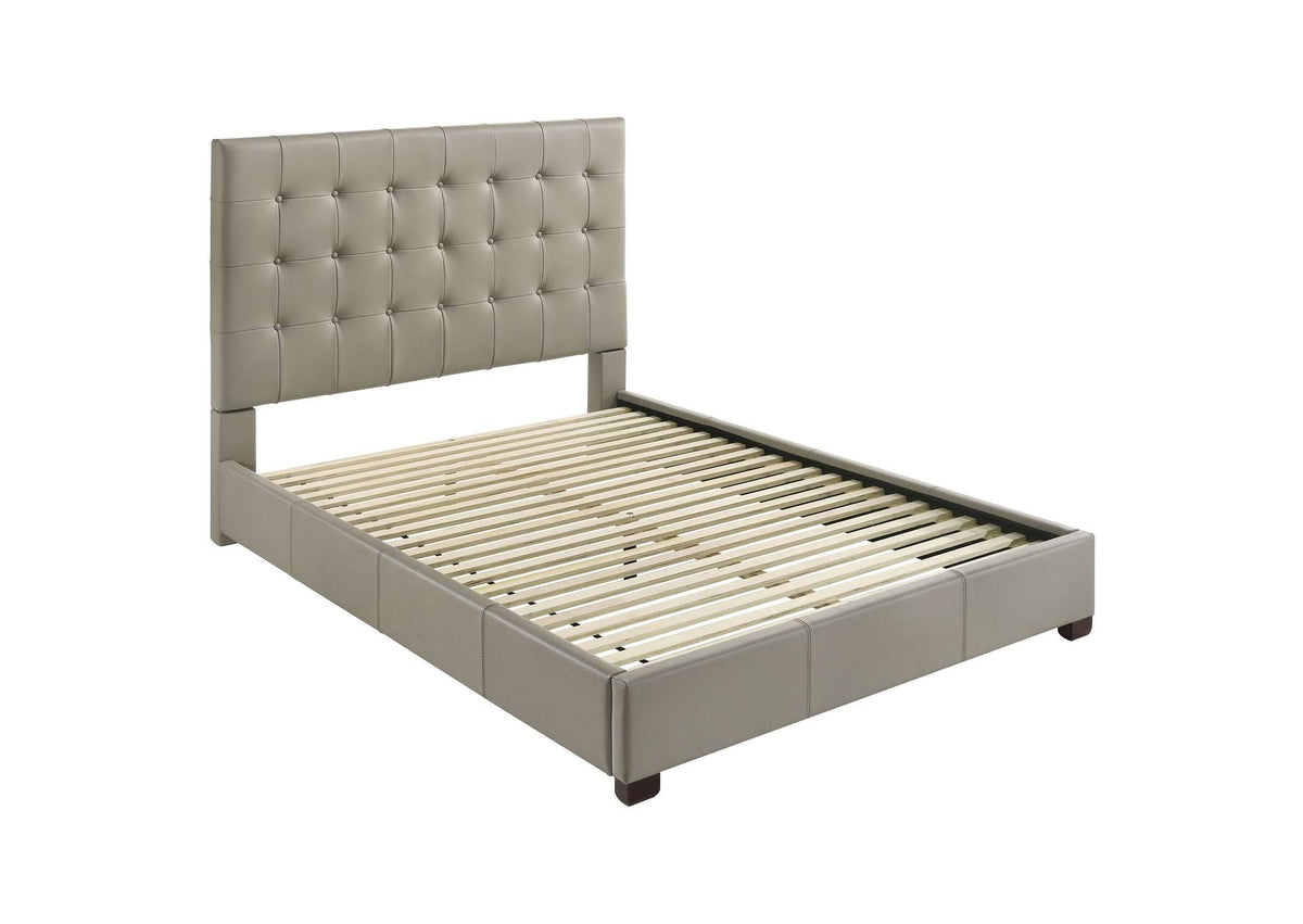 315911TANQ Medley Genuine Leather Queen Panel Platform Bed Tan