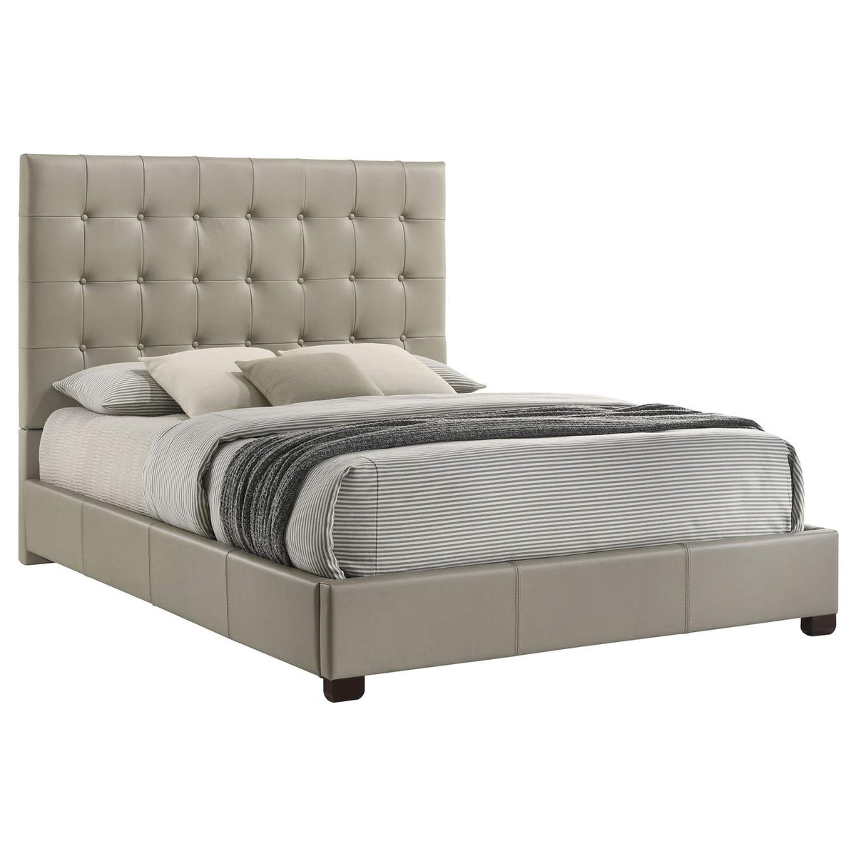 315911TANQ Medley Genuine Leather Queen Panel Platform Bed Tan