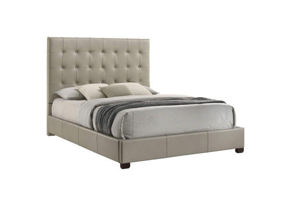 315911TANQ Medley Genuine Leather Queen Panel Platform Bed Tan