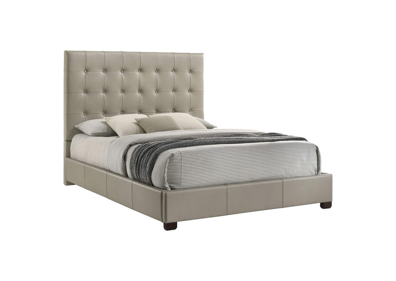 315911TANQ Medley Genuine Leather Queen Panel Platform Bed Tan