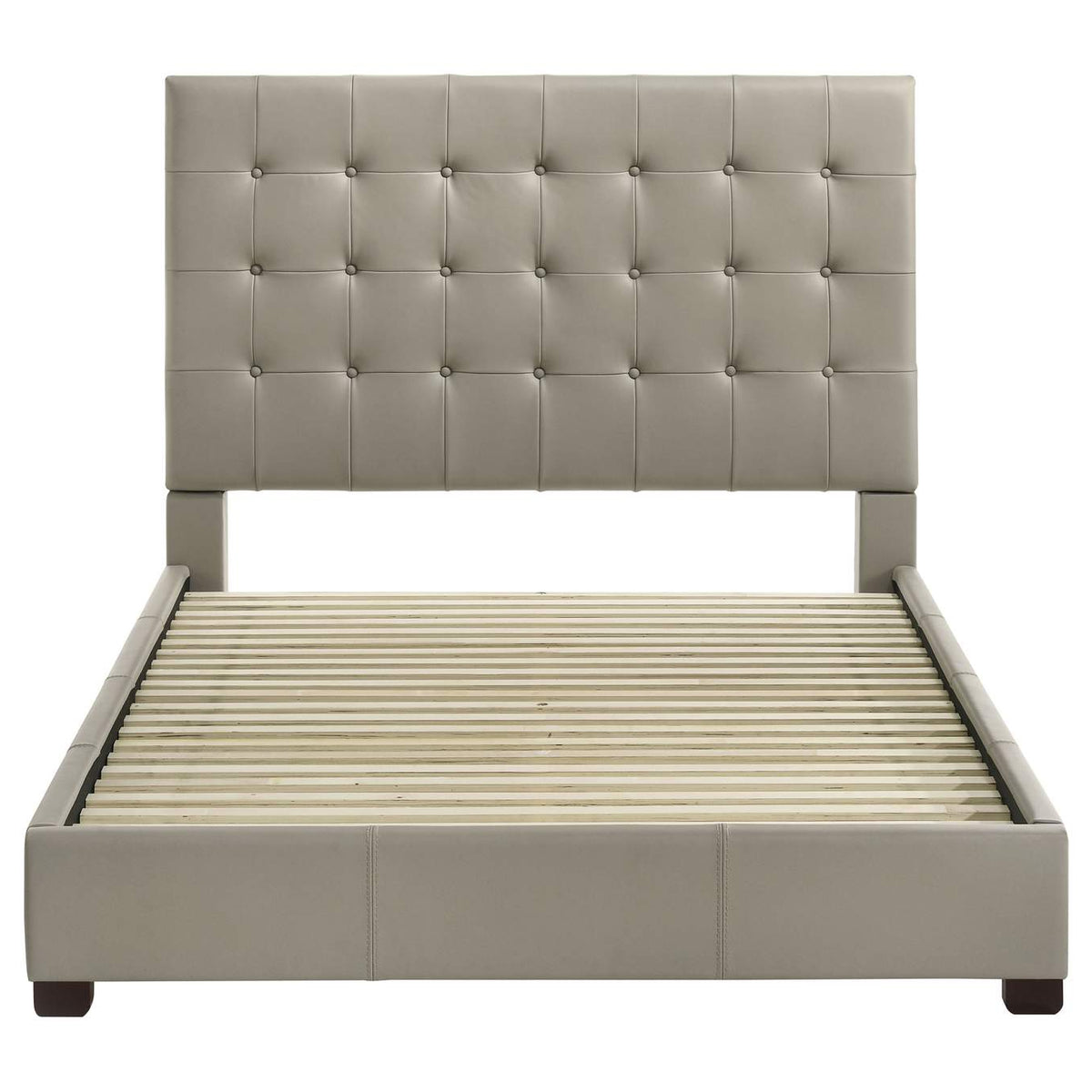 315911TANQ Medley Genuine Leather Queen Panel Platform Bed Tan