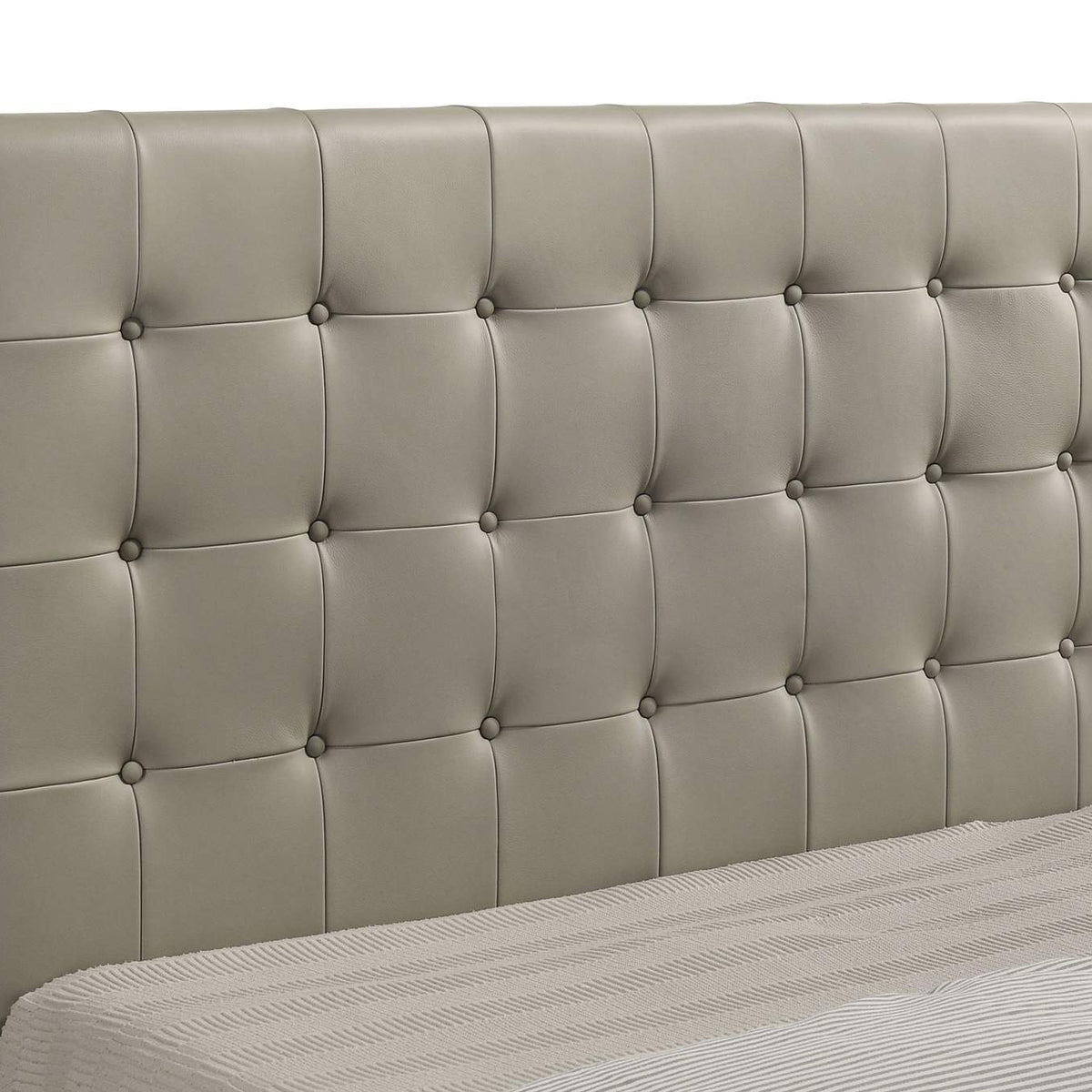 315911TANQ Medley Genuine Leather Queen Panel Platform Bed Tan