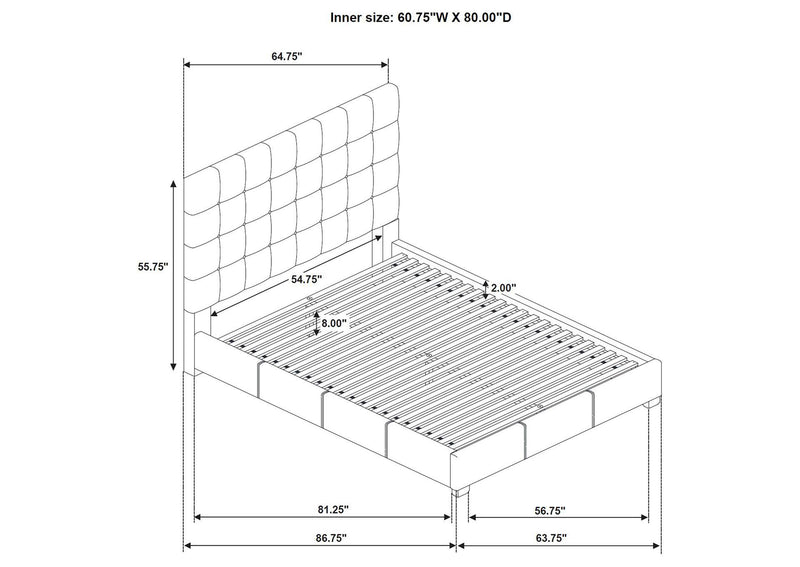 315911TANQ Medley Genuine Leather Queen Panel Platform Bed Tan