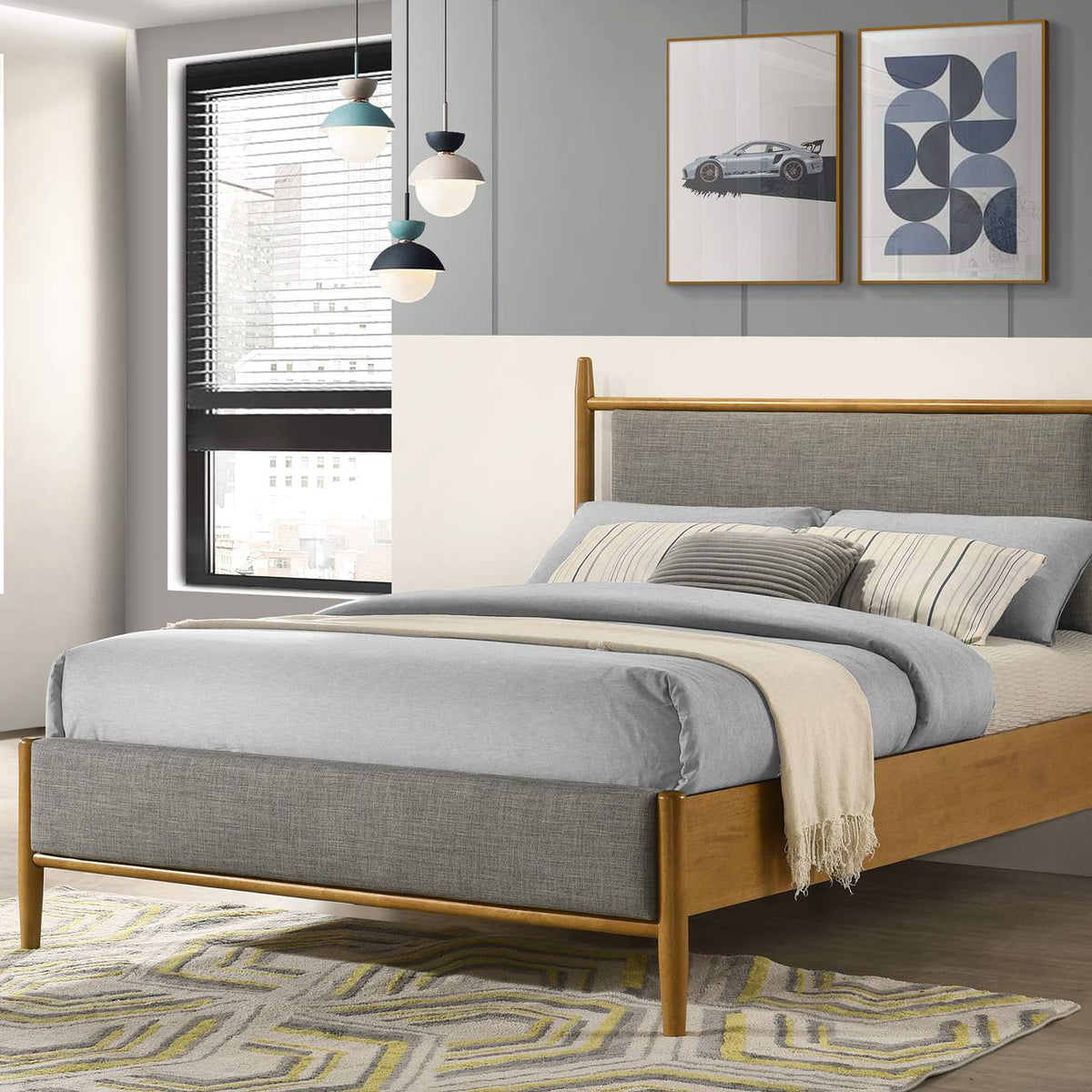 315914F Mason 46-inch Full Panel Platform Bed Grey and Light Brown