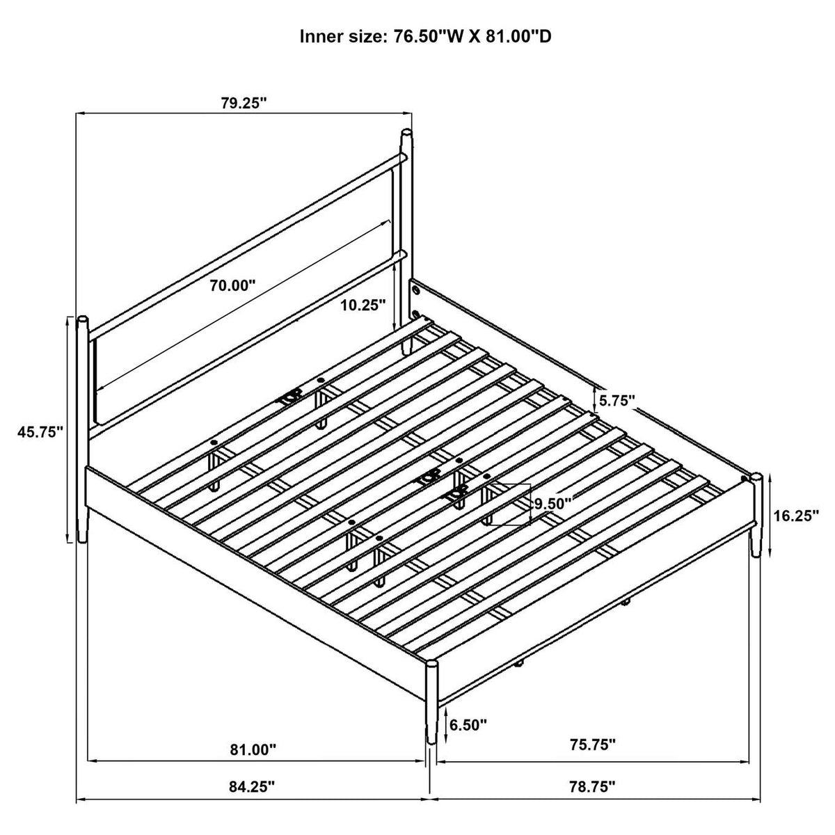 315914KE Mason 46-inch Eastern King Panel Platform Bed Light Brown