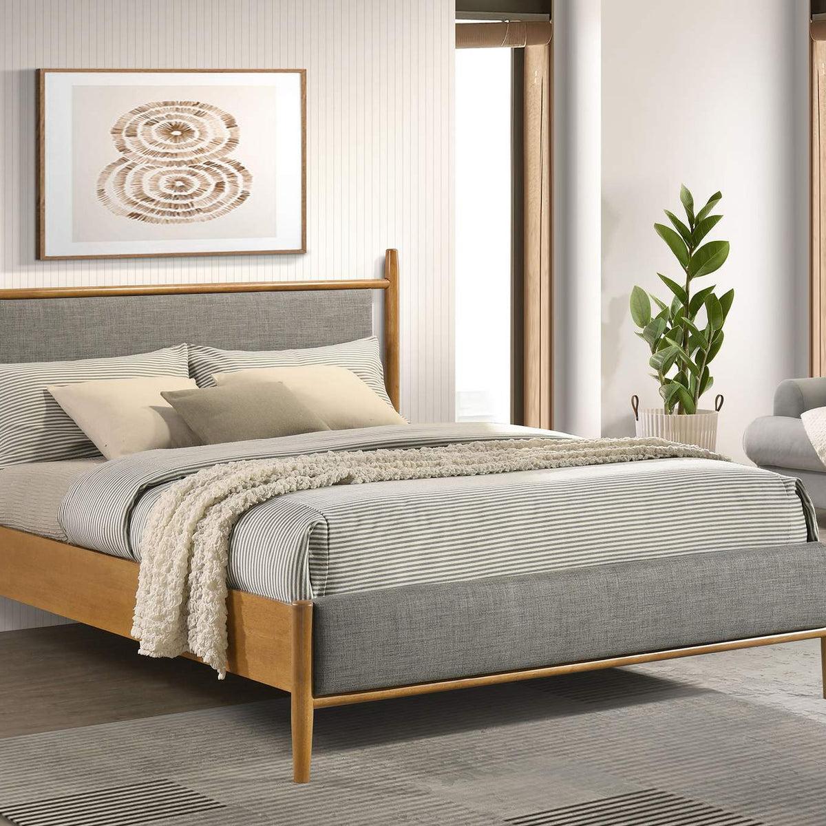 315914Q Mason 46-inch Queen Panel Platform Bed Grey and Light Brown