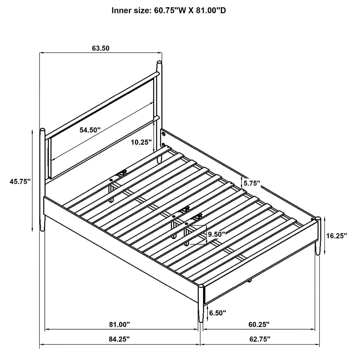 315914Q Mason 46-inch Queen Panel Platform Bed Grey and Light Brown