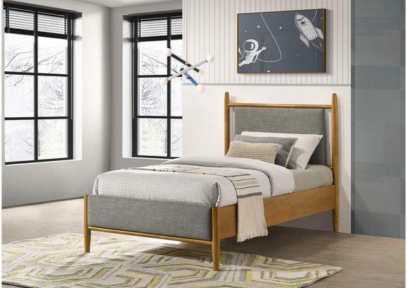 315914T Mason 46-inch Twin Panel Platform Bed Grey and Light Brown