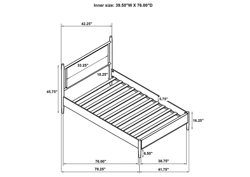 315914T Mason 46-inch Twin Panel Platform Bed Grey and Light Brown