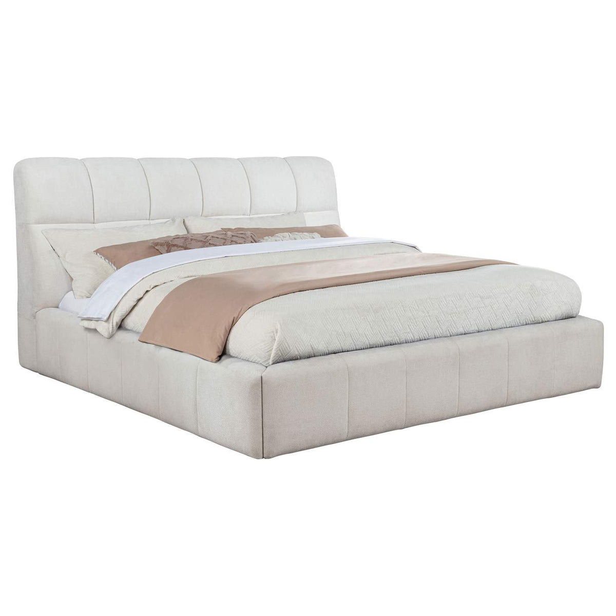 315917CRMKE Nollet 48-inch Upholstered Eastern King Platform Bed Cream