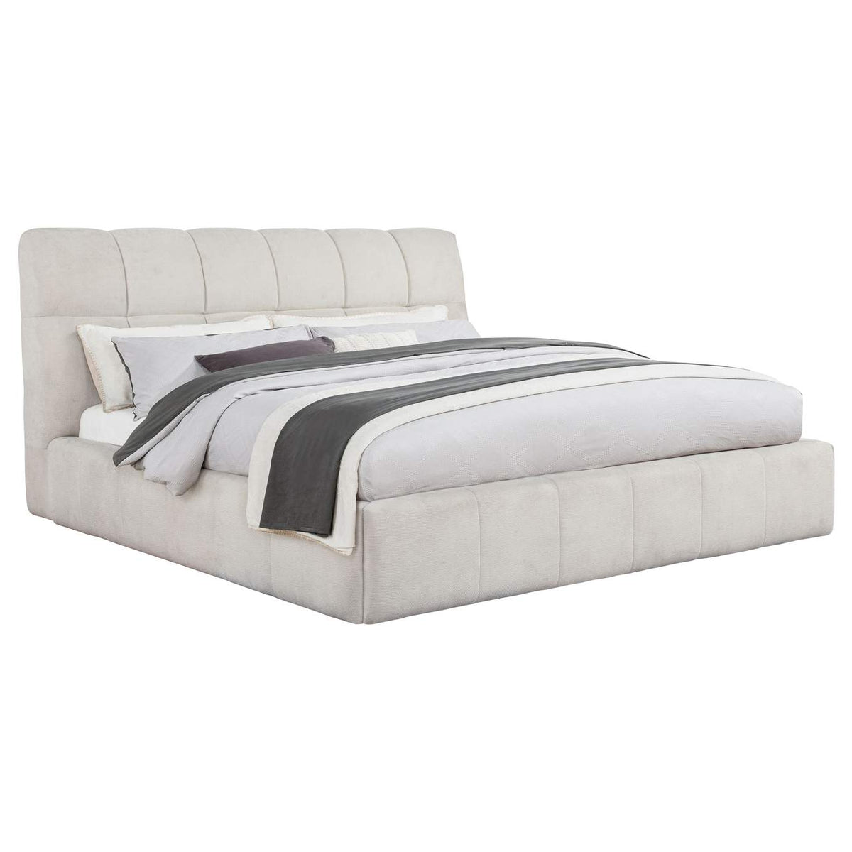 315917CRMKW Nollet 48-inch Upholstered California King Platform Bed Cream
