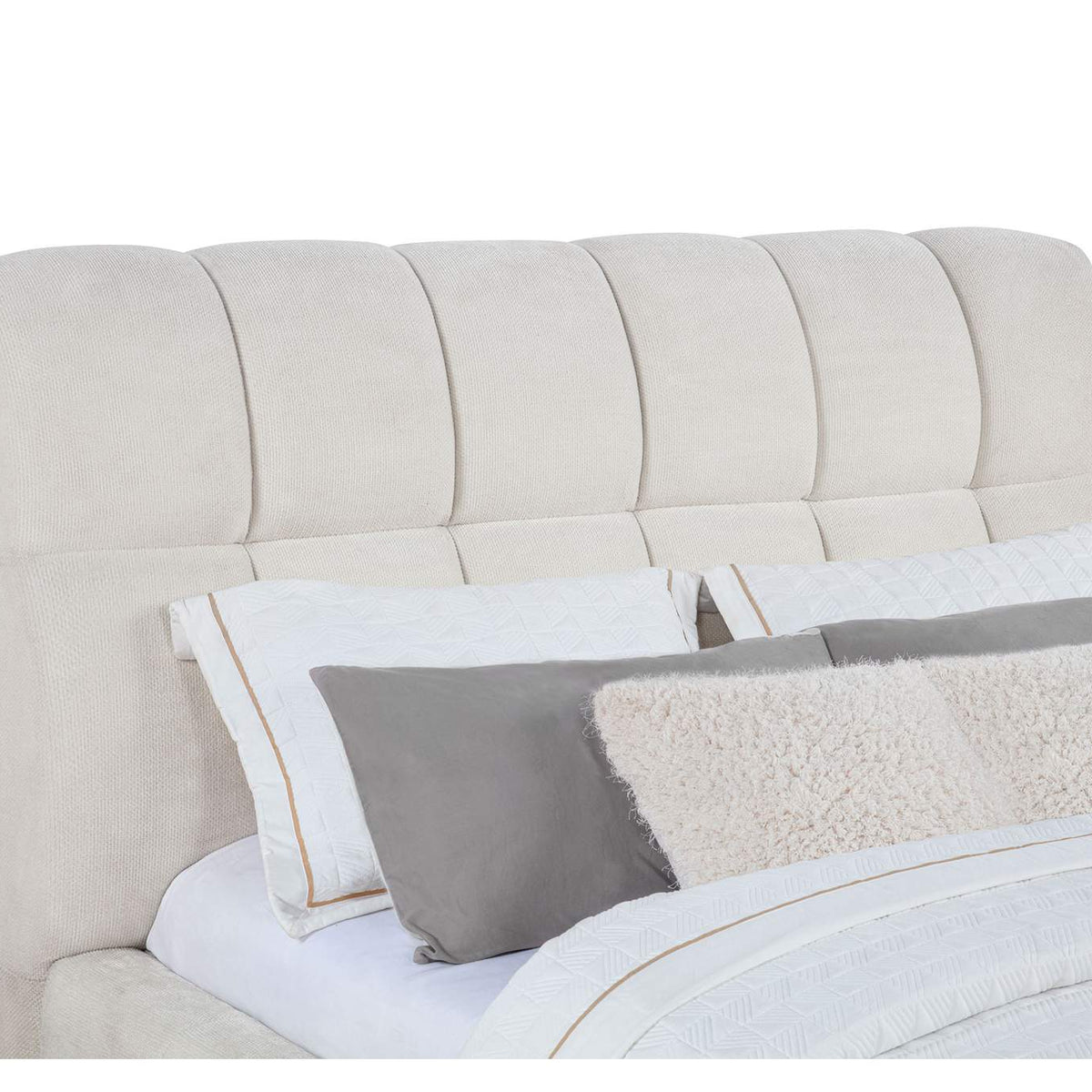 315917CRMQ Nollet 48-inch Upholstered Queen Panel Platform Bed Cream