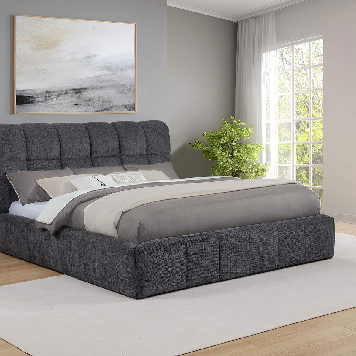 315917GRYKW Nollet 48-inch Upholstered California King Platform Bed Grey